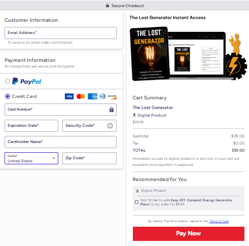 The Lost Generator - Secure Checkout Page